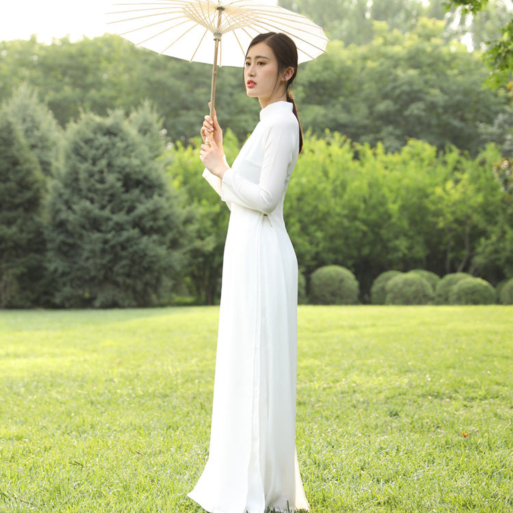 Ao Dai Vietnam Dress Women Traditional Improved Long Cheongsam Chinese Dress Qi image 2