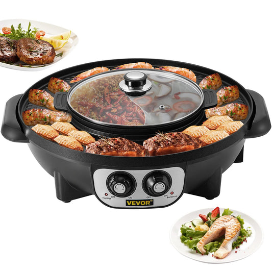 VEVOR 2 in 1 Electric Hot Pot BBQ Grill 2200W Multifunction Portable Home Non-S image 0