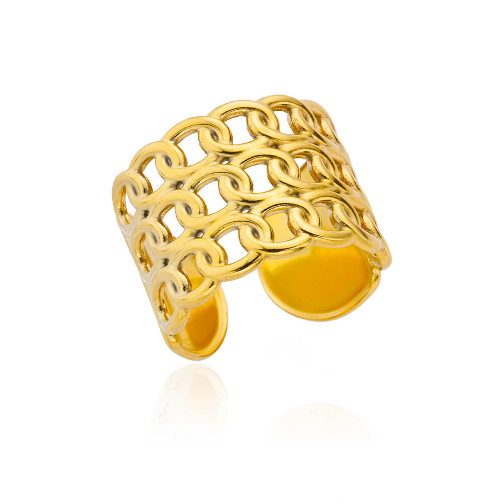 48 Style Women Stainless Steel Rings Gold Color Hollow Out Geometric Open Ring  image 20