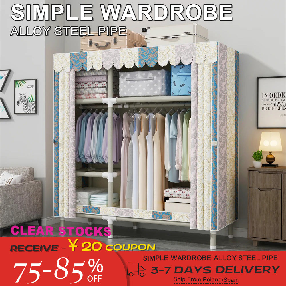 LEEGOHOME Wardrobe 130x45x170cm 26mm Painted Alloy Steel Pipe ABS Interface Who image 0