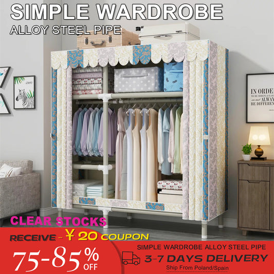 LEEGOHOME Wardrobe 130x45x170cm 26mm Painted Alloy Steel Pipe ABS Interface Who image 0