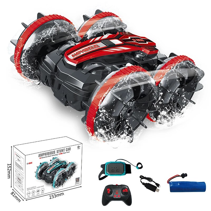 Newest High-tech Remote Control Car 2.4G Amphibious Stunt RC Car Double-sided T image 5