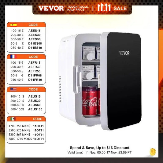 VEVOR 10L Mini Fridge Car Refrigerator Portable Freezer Cooler and Warmer Stori image 0