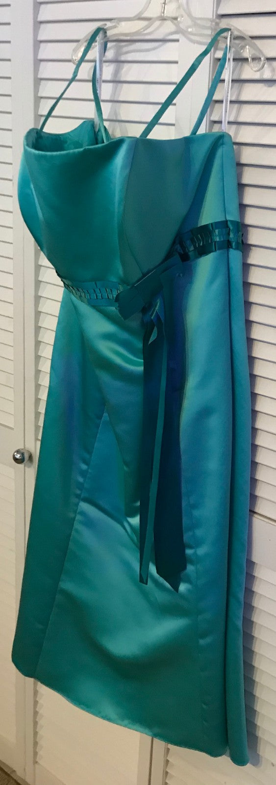 Watters & Watters Women Dress Satin Green Ribbon Bow Size 18 image 2