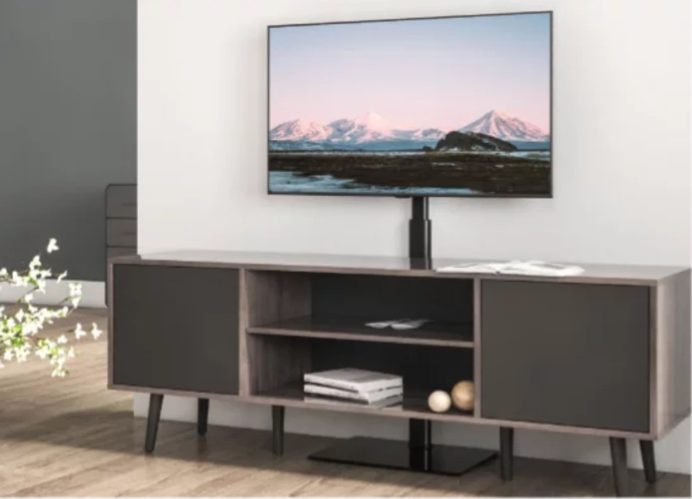 FITUEYES Universal TV Stand Base with Swivel Mount, Corner Floor TV Stand for 3 image 8