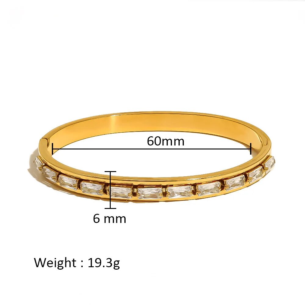Waterproof Zirconia Cuff Bangles for Women Men 18k Gold Plated Stainless Steel  image 9