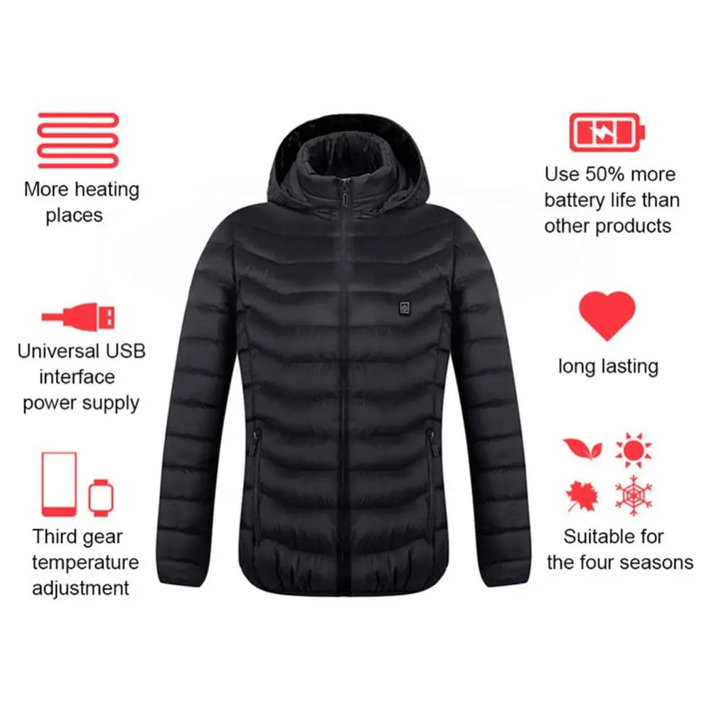 Winter Men Women Thicken Warm USB Heating Cotton Jackets Coat Smart Thermostat  image 5