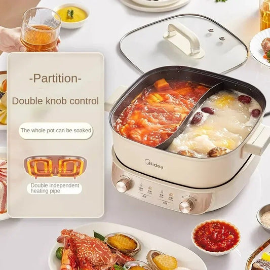 Electric Hot Pot 5.5L Multi Cooker Electric Frying Pan Double-flavor Chafing Di image 0