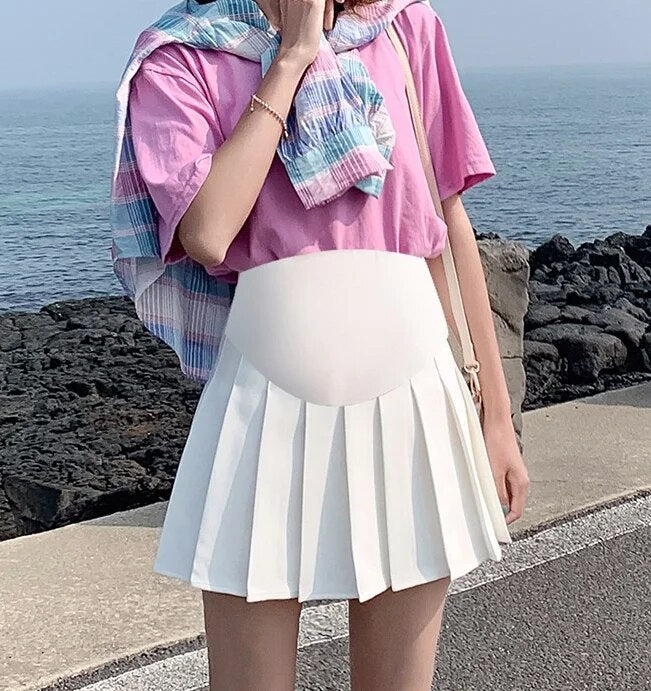 2024 Pregnant Women Pleated Skirt Adjustable Waist Maternity Belly Skirt with L image 2