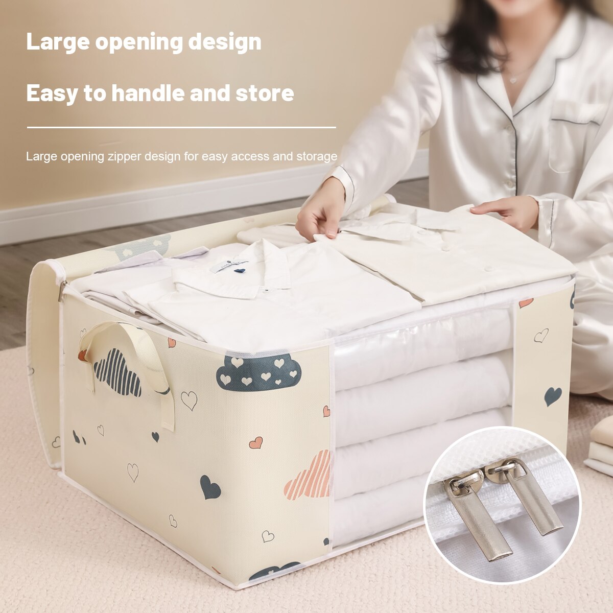 Large Capacity Clothes Storage Bag Organizer With Reinforced Handle Suitable Fo image 8