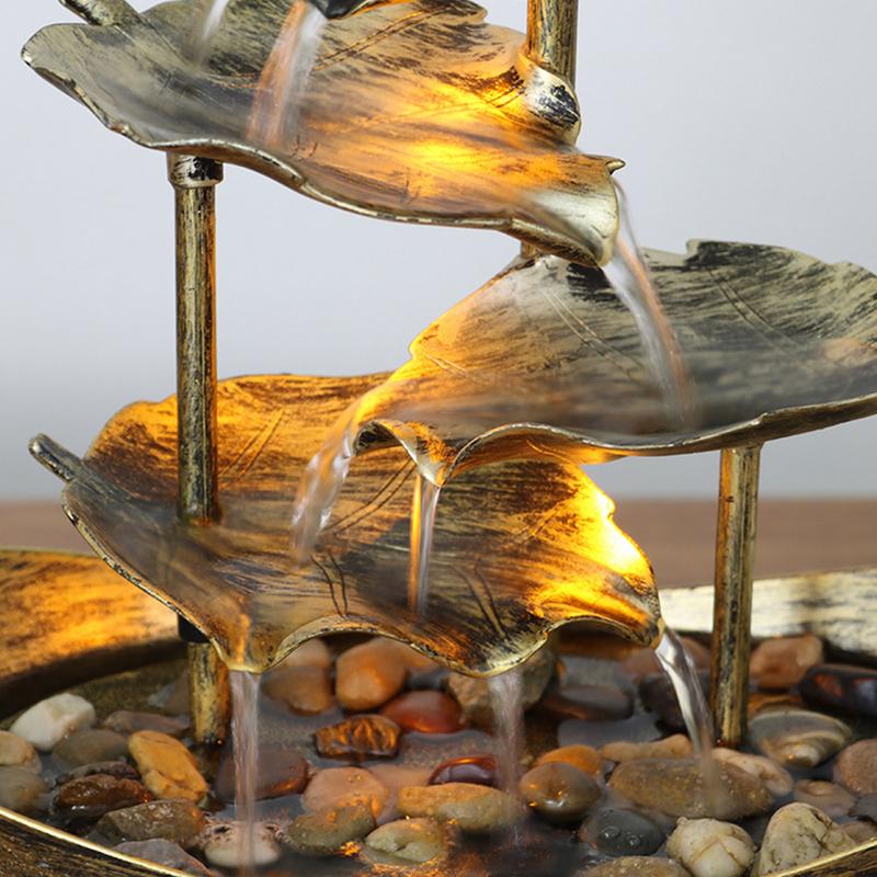 Tabletop Fountain Waterfall Fountain For Indoor Decor Water Over Sailing Lotus image 7