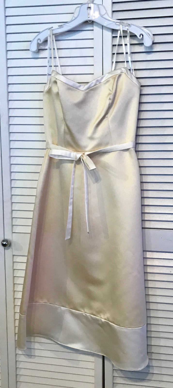 Watters & Watters Women Dress Satin Beige Ivory Binding Bustline Size 6 image 1