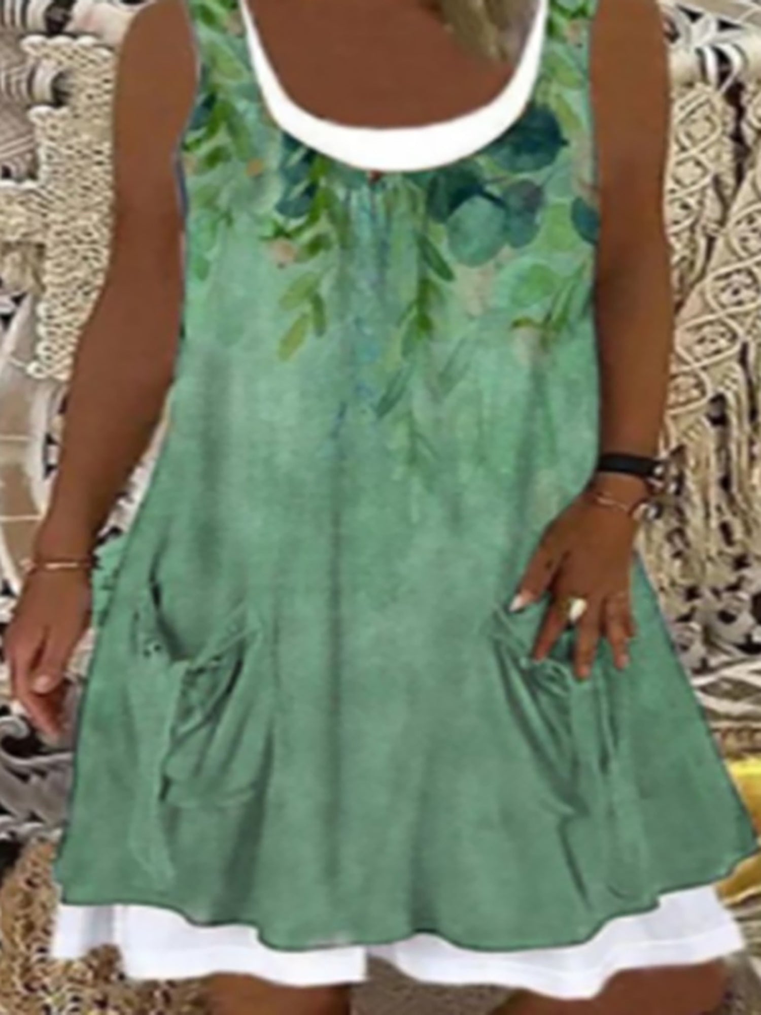 2024 Europe and the United States spring and summer new women's print splicing image 11