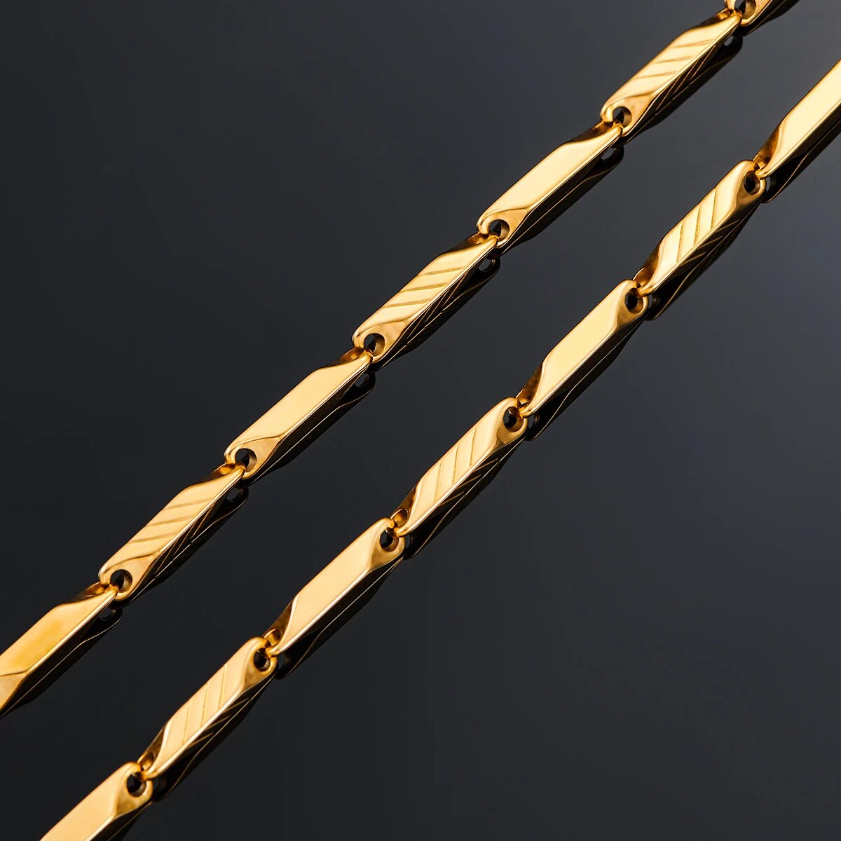 1 Piece 3mm Thickness Gold and Silver Color Military Bamboo Necklace Stainless image 1