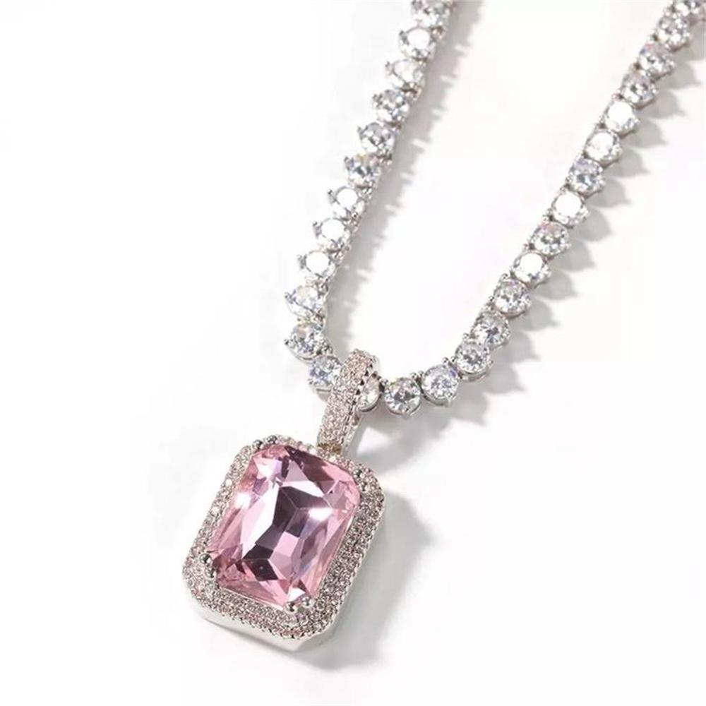 Stonefans Crystal Green Pendant Necklace Men Gold Silver Color Hip Hop Iced image 3