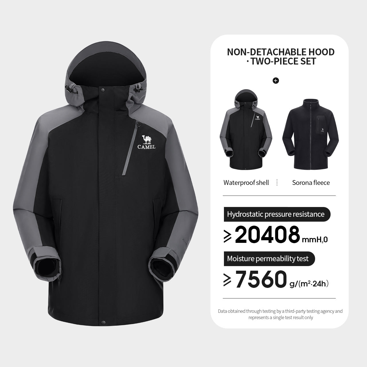 GOLDEN CAMEL Outdoor Hiking Jackets for Men Three-in-One Waterproof Fleece Jack image 4