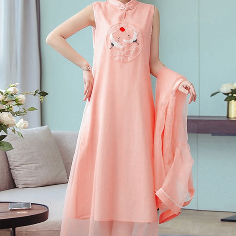 2021 New Chinese Dress Qipao Vietnam Traditional Dress Embroidery Oriental Ao D image 3
