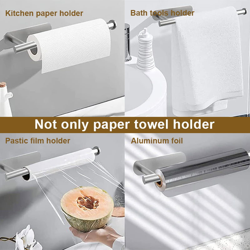 Stainless Steel Paper Towel Holder Adhesive Toilet Roll Paper Holder No Hole Pu image 12