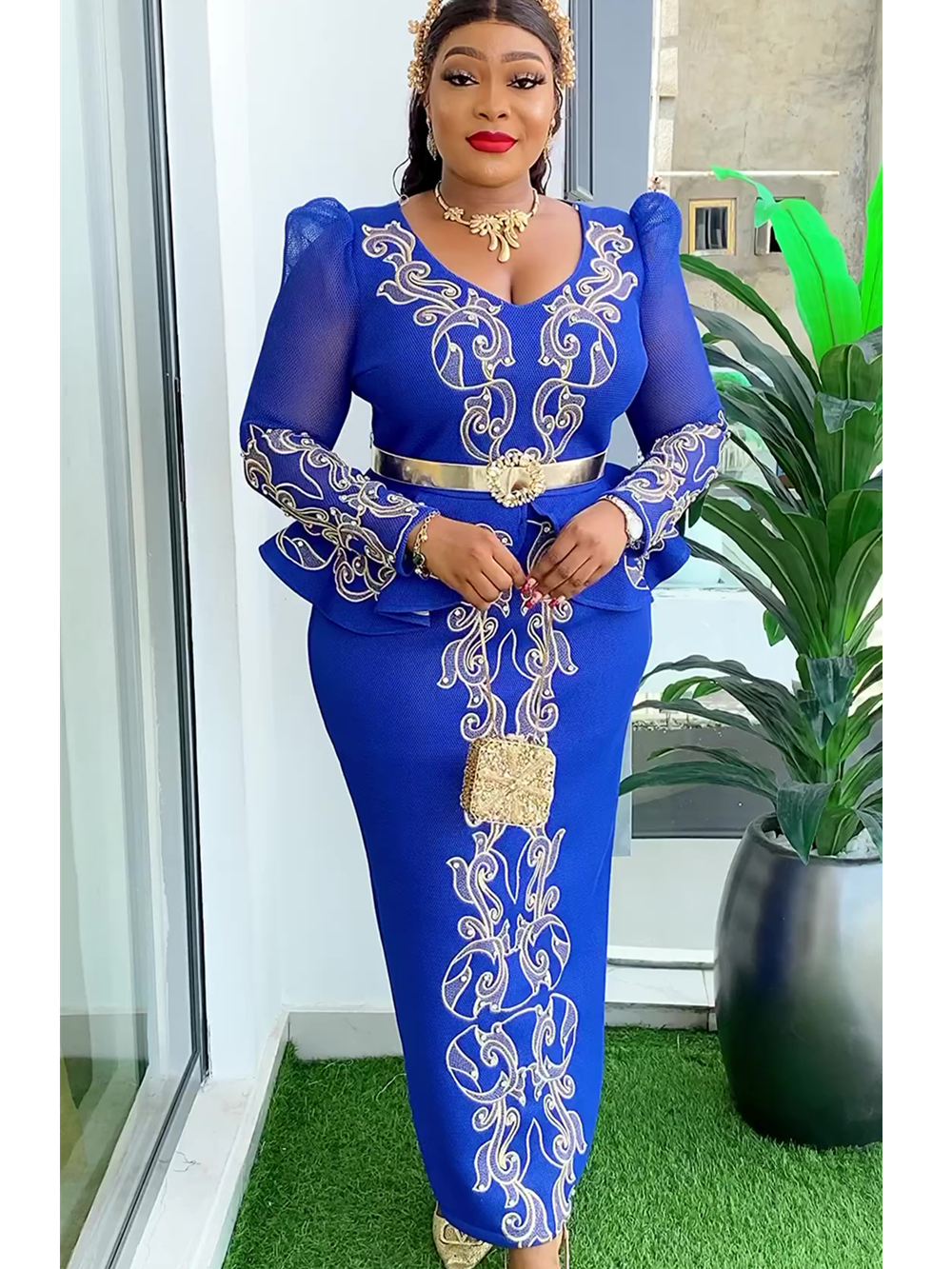 Plus Size African Wedding Party Dresses for Women 2024 New Dashiki Ankara Eveni image 0