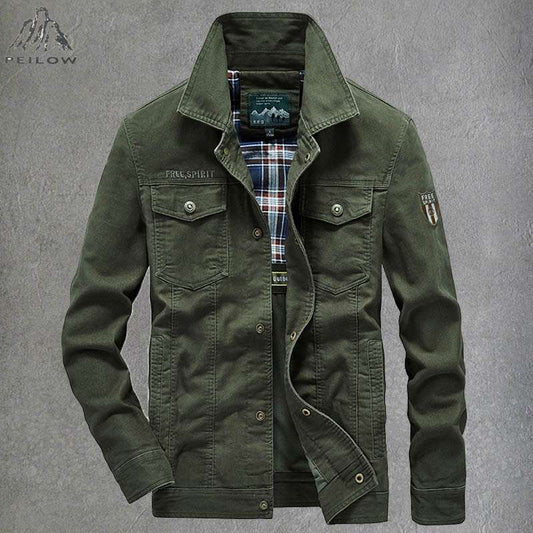 Men's Lightweight Cotton Military Jackets Spring Autumn Casual Multi-pocket Arm image 0