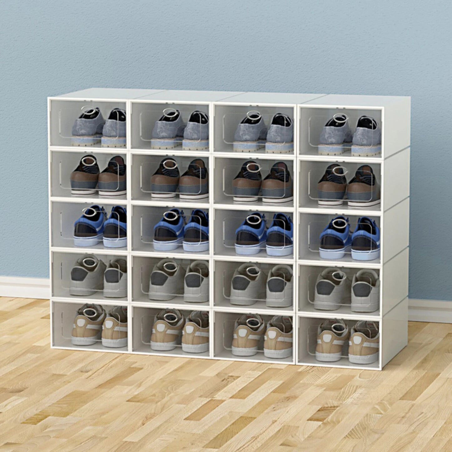 20PCS Stackable Shoe Storage Box Durable Plastic Sneaker Display Case Organizer image 1
