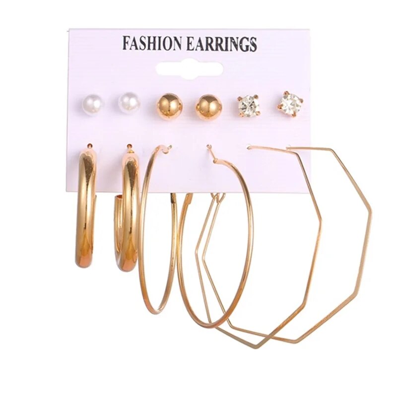 FNIO Statement Gold Color Big Bamboo Circle Hoop Earrings For Women Hip Hop Ear image 12
