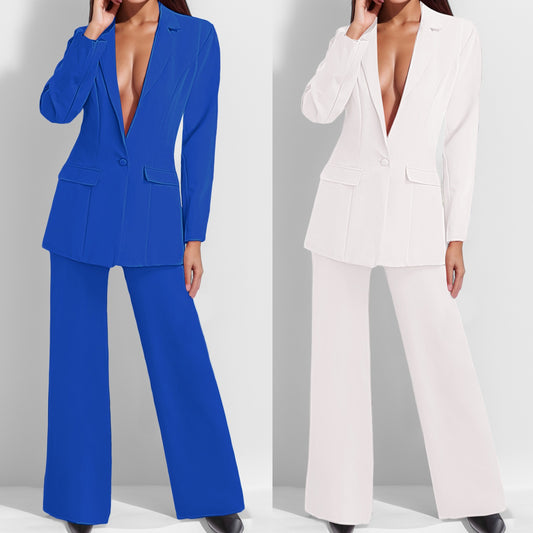 Women's Casual Solid Color Streetwear Long Sleeve Button Coat Blazer Jacket Hig image 0