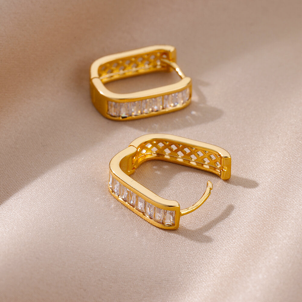U-shaped Zircon Earrings for Women Gold Color Stainless Steel Earrings 2023 Tre image 10
