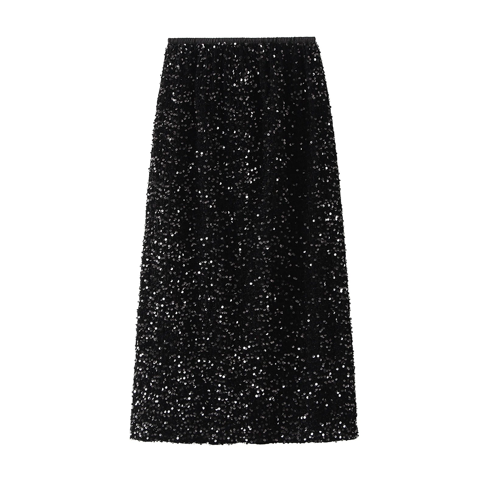 Women Elegant Shiny Sequined Long Skirt Summer Fall Elastic Waist Casual Skirts image 5