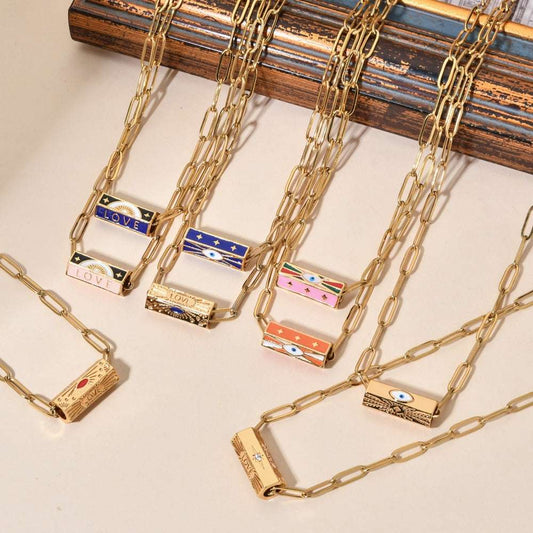 ZMZY Boho Clip Necklace For Women Stainless Steel Chain Gold Color Eye Pendant image 0