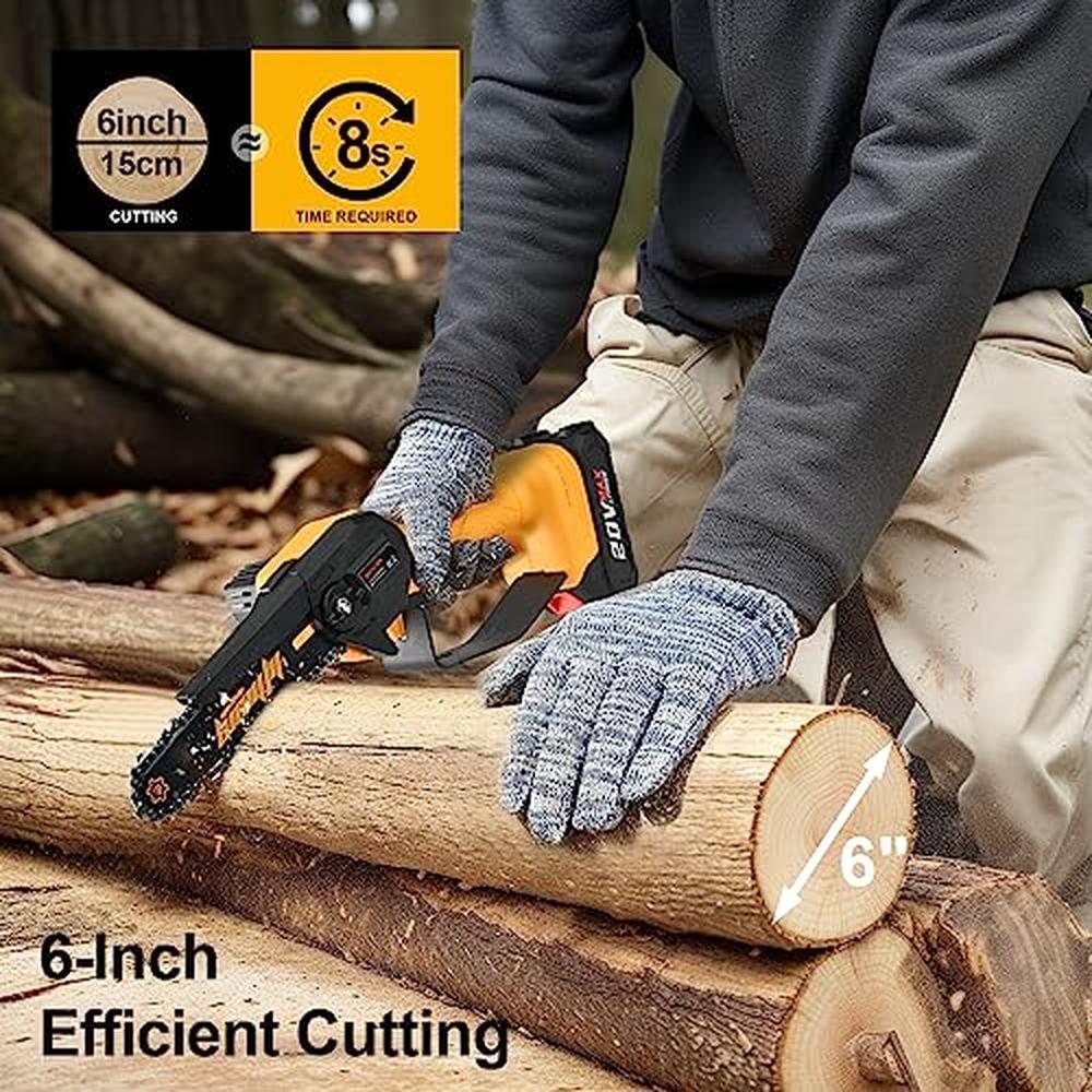 Portable Mini Electric Chainsaw 6-Inch with 2 Battery Pack Cordless Handheld Wo image 4