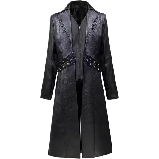 Vintage Medieval Gothic Long Leather Windbreaker European American Steampunk Me image 0