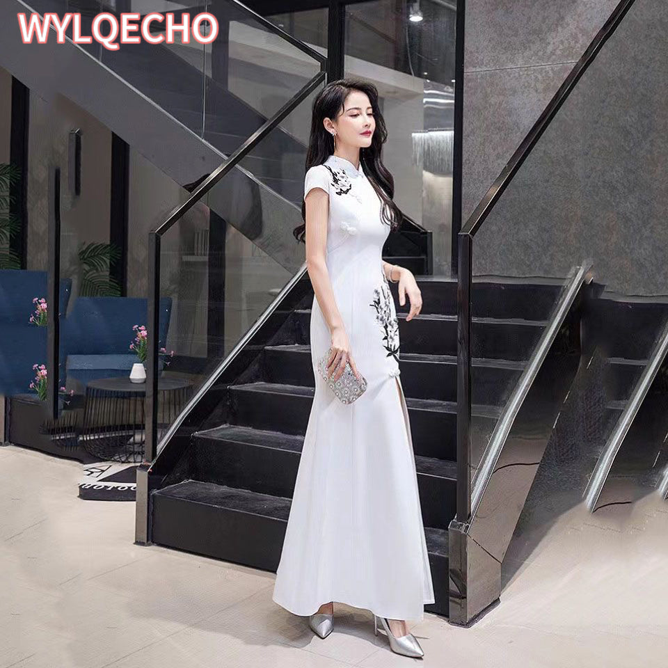 2024 Ao Dai Dress Vietnam Traditional Dress High Slit Mermaid Chinese Dress Qip image 7