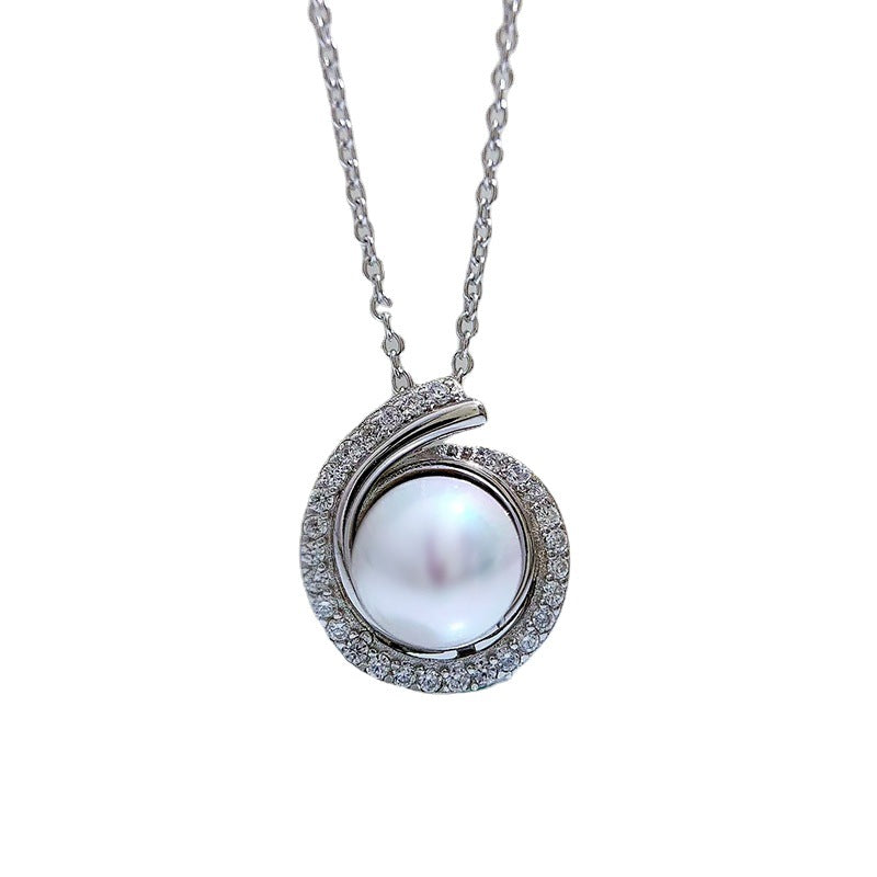 S925 Silver Necklace Pearl Necklace K Gold 8mm Tahitian Black Pendant High end image 1