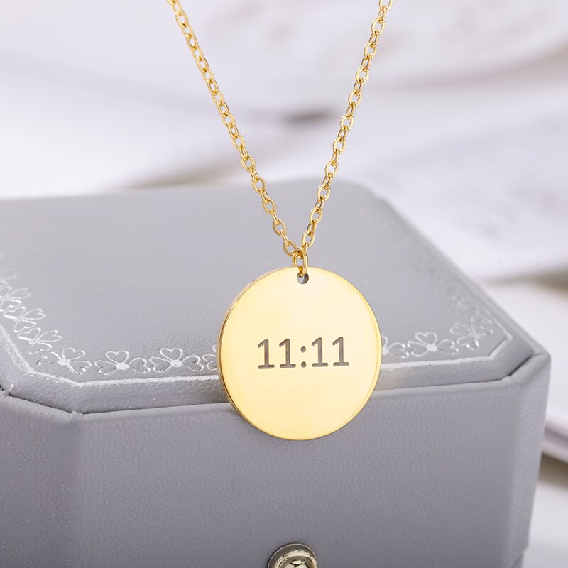 Lucky Angel Number 1111 Necklaces For Women Gold Color Stainless Steel image 9
