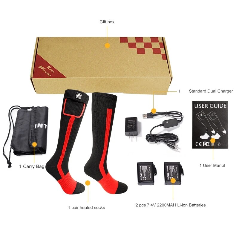 SNOW DEER Winter Heated Sock Rechargeable Battery Stocking Women Electric Heati image 3