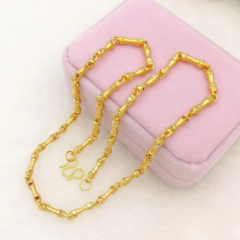 Pure 18k Gold Color Necklace Bangle Jewelry Sets Real Gold Chain for Women Fine image 3