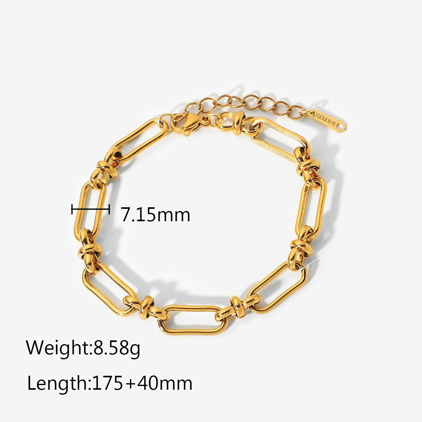 Stainless Steel PVD 18K Gold Plated Tarnish Waterproof Knot Chian Bracelet  For image 2