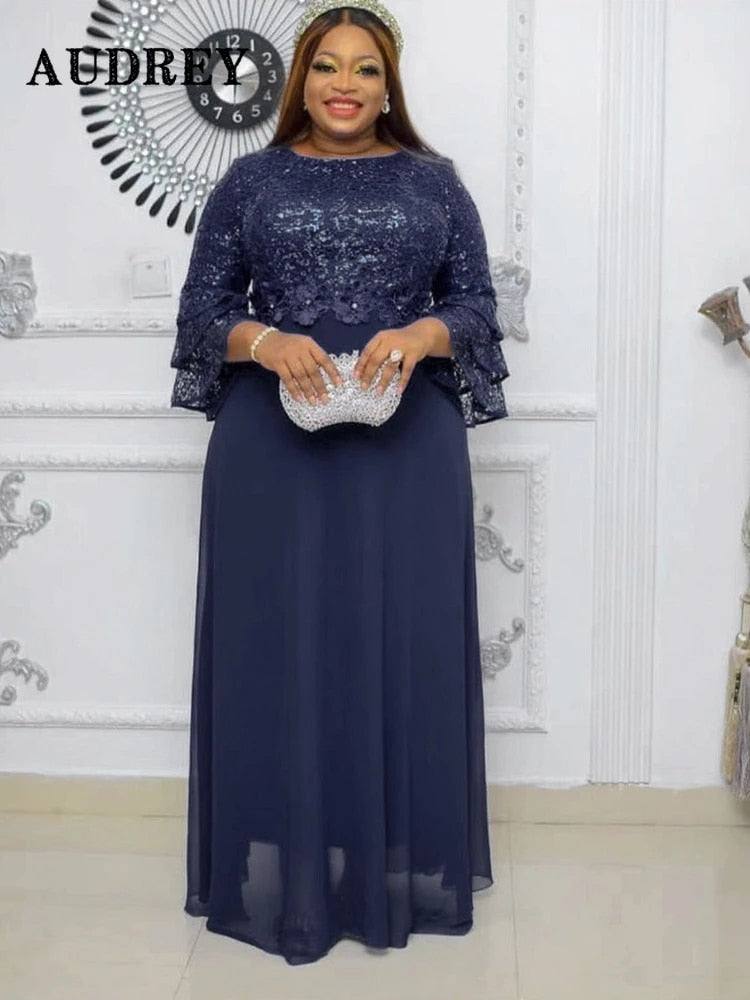 Plus Size African Party Dresses for Women 2023 New Fashion Dashiki Ankara Lace image 6