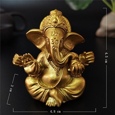 Gold Lord Ganesha Buddha Statue Elephant God Sculptures Ganesh Figurines image 0