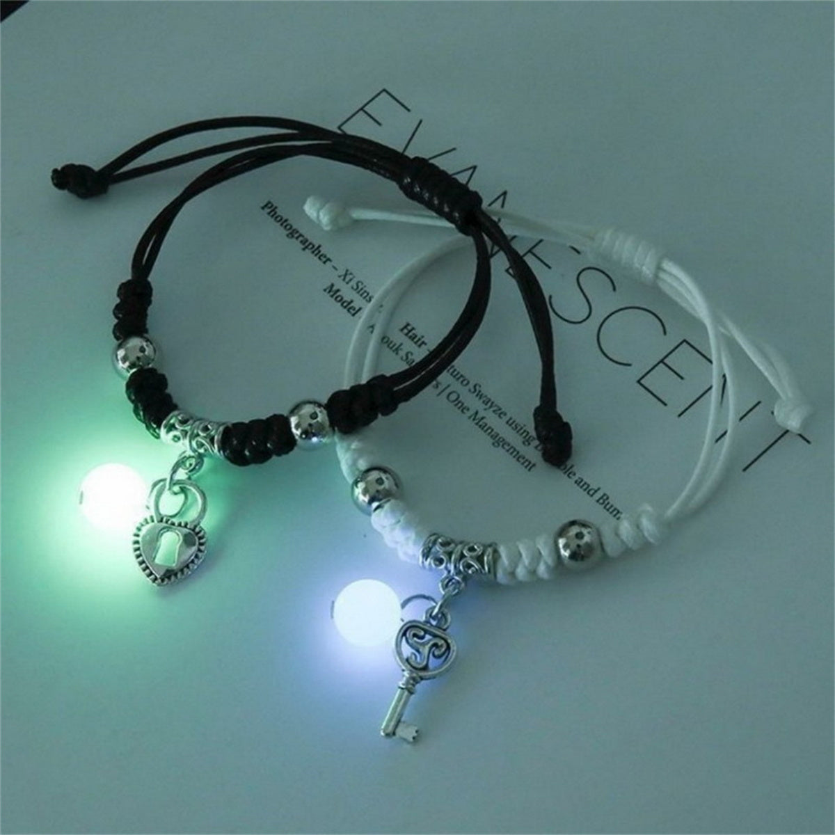 Fashion Luminous Beads Star Couple Bracelet For Women Men Charm Cat Flower Hear image 6