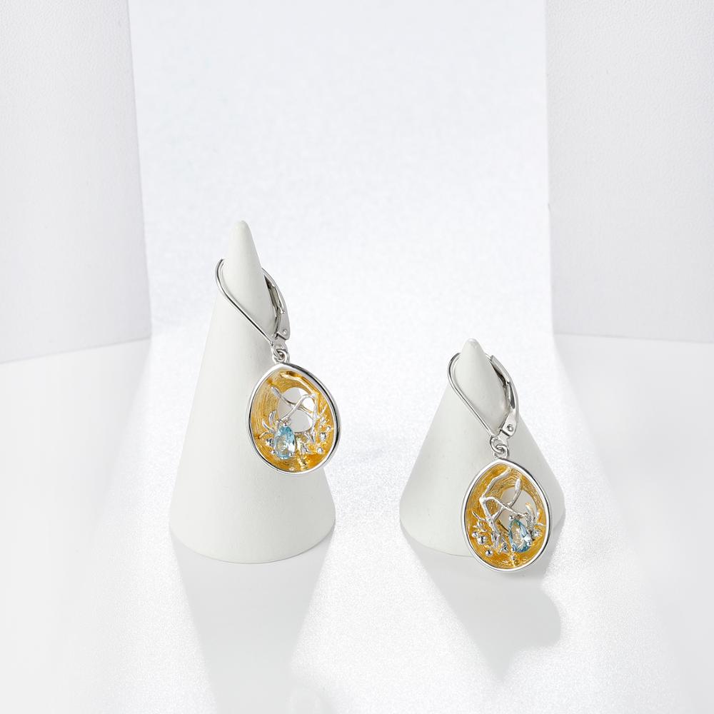 GEM'S BALLET Natural Swiss Blue Topaz Earrings for Women 18k Gold over 925 image 6