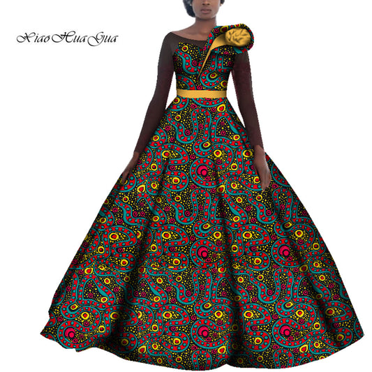 Dashiki African Dresses for Women Wedding Party Evening Dress Cotton Ankara Pri image 0