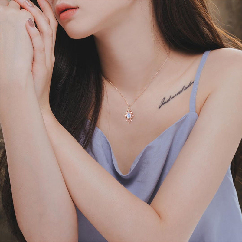 LAMOON Vintage Necklace For Women Zircon S925 Silver K Gold Plated Chain Weddin image 5