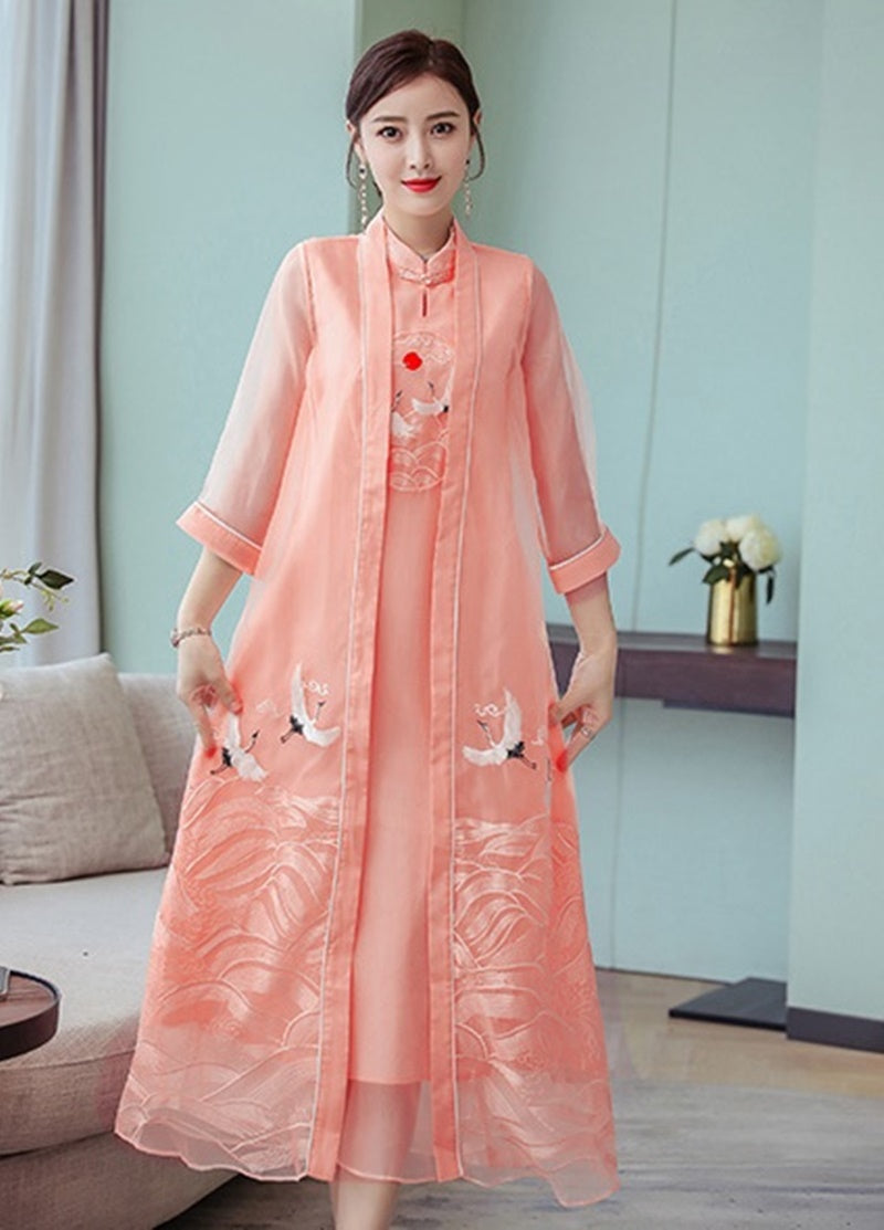 2021 New Chinese Dress Qipao Vietnam Traditional Dress Embroidery Oriental Ao D image 4