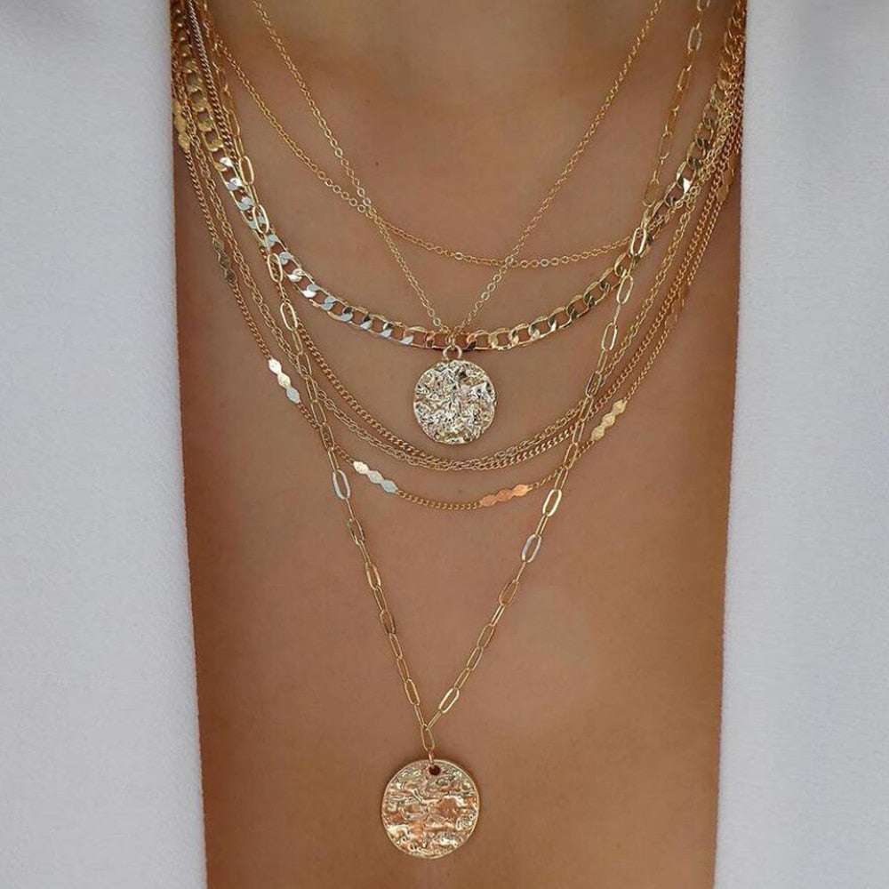 bls-miracle Bohemia Gold Color Multiple Styles Necklace For Women Trendy Multi- image 11