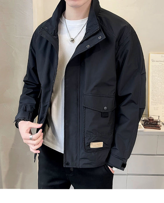 Versatile Autumn Winter Men Solid Casual Loose Simple Aviator Jacket Jacket Coa image 0