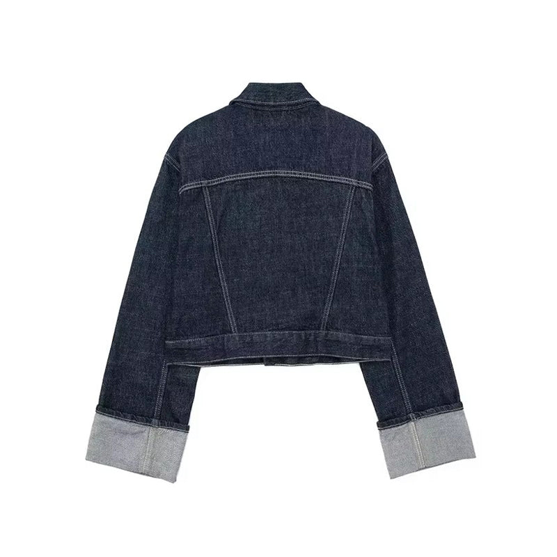 CLAZZAA Women Fashion With Pockets Denim Blue Single Breasted Jackets Vintage L image 0