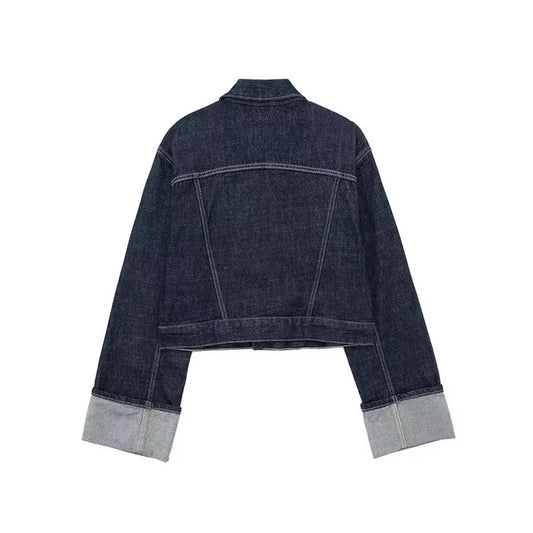 CLAZZAA Women Fashion With Pockets Denim Blue Single Breasted Jackets Vintage L image 0