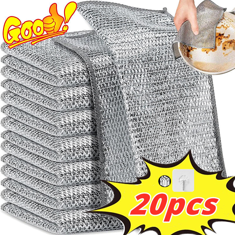 20/1pcs Magic Cleaning Cloth Thickened Double -sided Metal Steel Wire Rags Kitc image 1